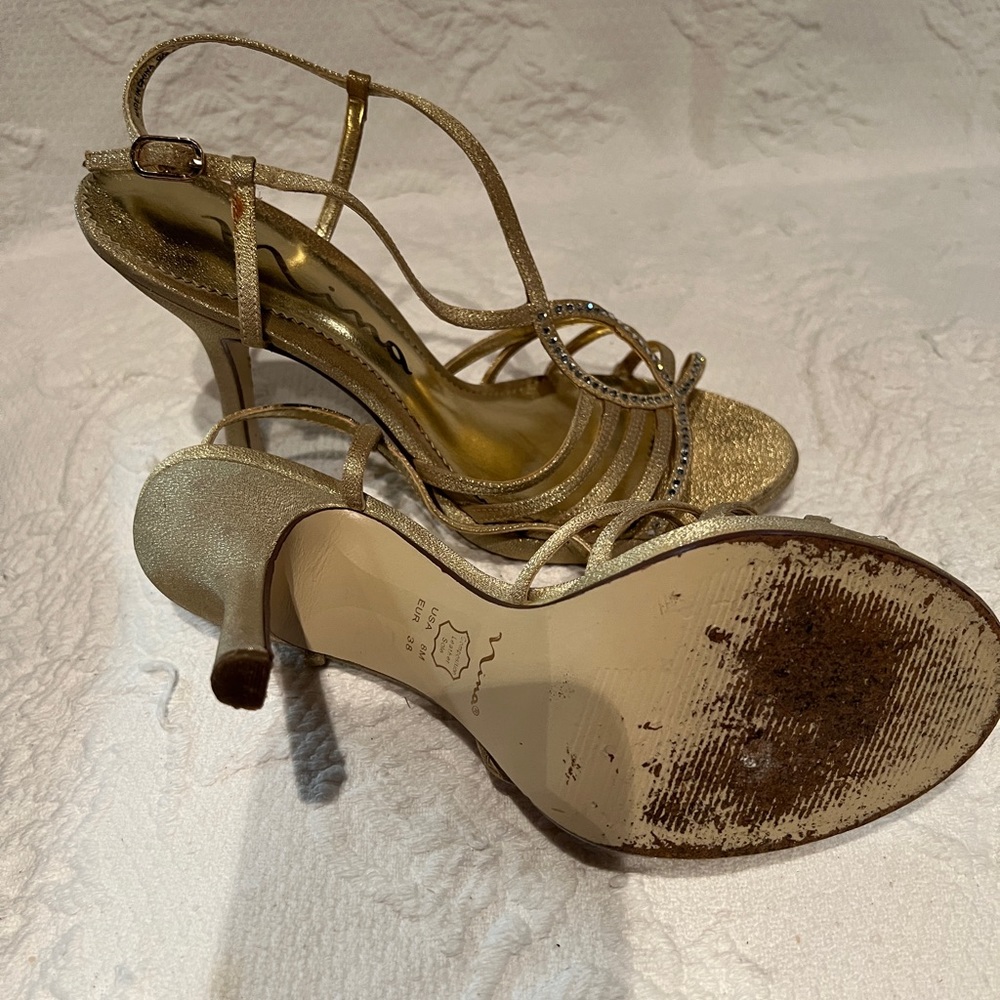 Gold Heels with Rhinestones - Picture 3 of 8